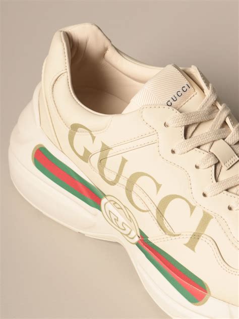 gucci rython vintage logo w|gucci rhyton leather trainers.